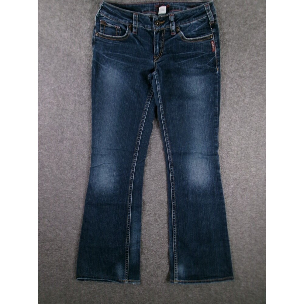 Silver Jeans Women 28 Blue Aiko Bootcut Dark Wash Western Glove Works Faded